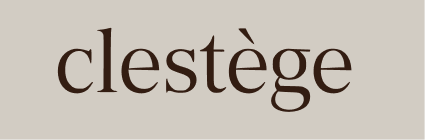 clestège wordmark, dusty mauve colourway